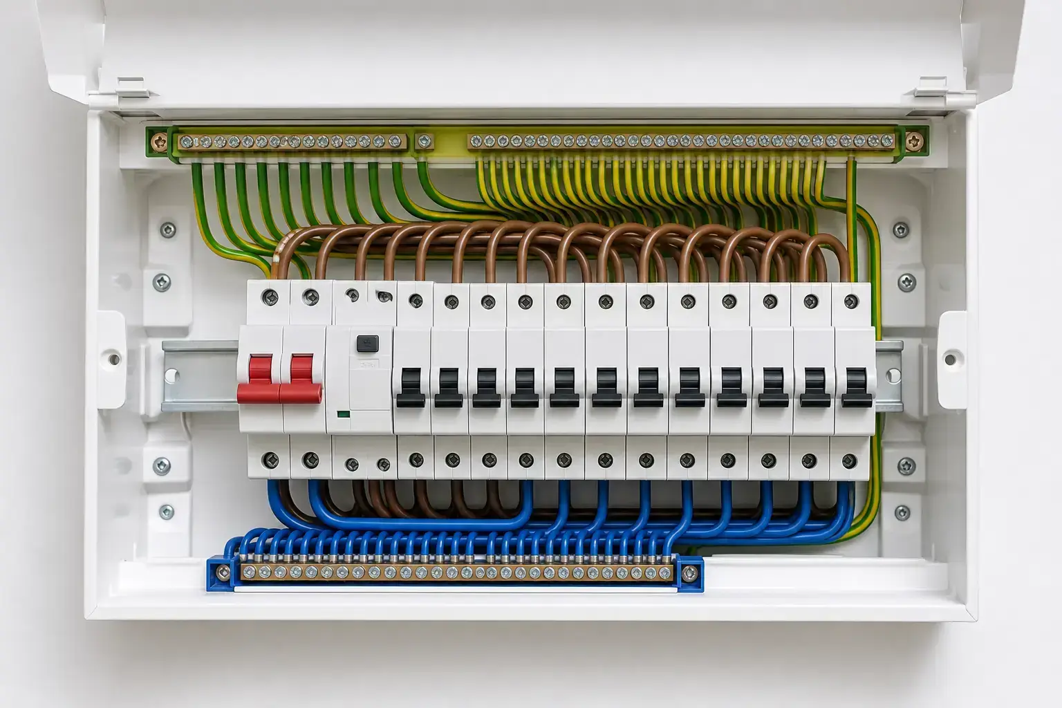 Home consumer unit before and after a licensed rewire — after